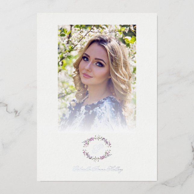 Romantic Chic Floral Wreath Photo Bridal Shower (Front)