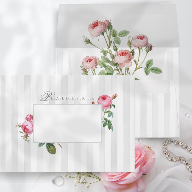 Romantic Chic French Rose Botanical Wedding Envelope (Creator Uploaded)
