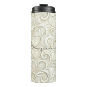 Romantic Chic Heart Swirls Thermal Tumbler