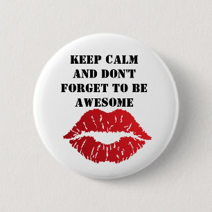 Romantic chic luxe red lips 6 cm round badge