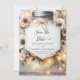 Romantic Chic Mason Jar Wedding Save The Date