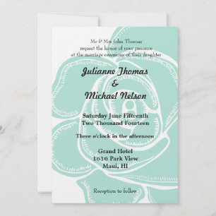Romantic Chic Mint Rose Wedding Invitation