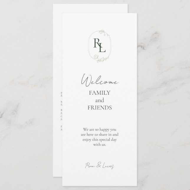 Romantic Chic Monogrammed Initials Wedding Programme (Front/Back)