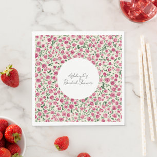Romantic Chic Pink Roses Floral Bridal Shower Napkin
