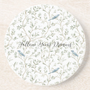 Romantic Chic Pretty Blue Birds Flowers Coaster