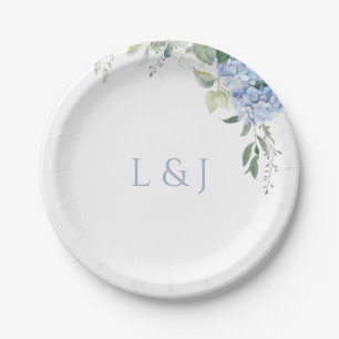 Romantic Chic White Floral Hydrangea Wedding Paper Plate