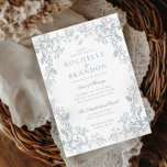 Romantic Chinoiserie Antique French Blue Wedding Invitation<br><div class="desc">Antique chinoiserie frame in antique blue; (customise to any colour)</div>