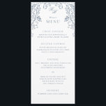 Romantic Chinoiserie Antique French Blue Wedding Menu<br><div class="desc">Elegant Wedding Menu,  flat card with editable title and text.</div>