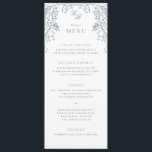 Romantic Chinoiserie Antique French Blue Wedding Menu<br><div class="desc">Elegant Wedding Menu,  flat card with editable title and text.</div>