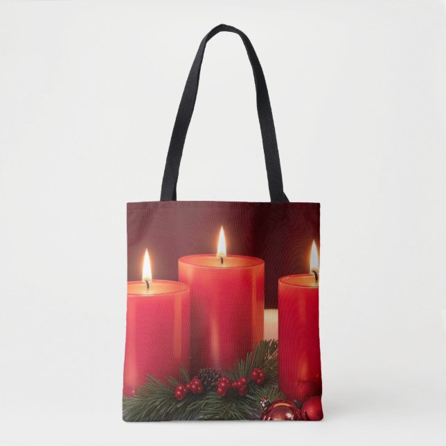 Romantic Christmas Candles Tote Bag (Front)