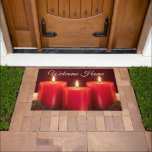 Romantic Christmas Candles Welcome Mat<br><div class="desc">This Romantic Christmas Candles Welcom Mat is perfect as a gift for your newlywed friends.  There are many more products with this image right here in my store BoogieSpirit. This is an AI image generated by me in Leonardo.ai.</div>