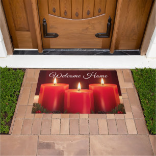 Romantic Christmas Candles Welcome Mat