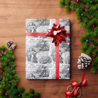 Romantic Christmas or Wedding Cupids in Love Wrapping Paper