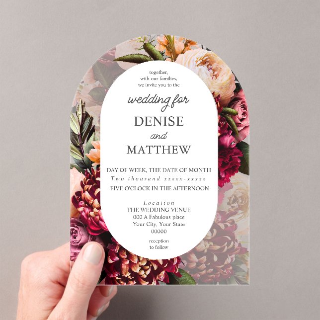 Romantic Chrysanthemum  Acrylic Invitations (Insitu (Handheld))
