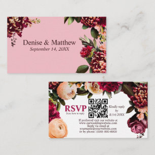 Romantic Chrysanthemum Almond Blossom RSVP QR Code Enclosure Card