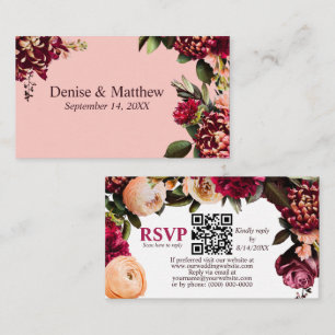 Romantic Chrysanthemum Gossamer Pink RSVP QR Code Enclosure Card