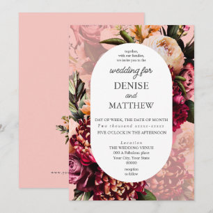 Romantic Chrysanthemum on Almond Gossamer Pink Invitation