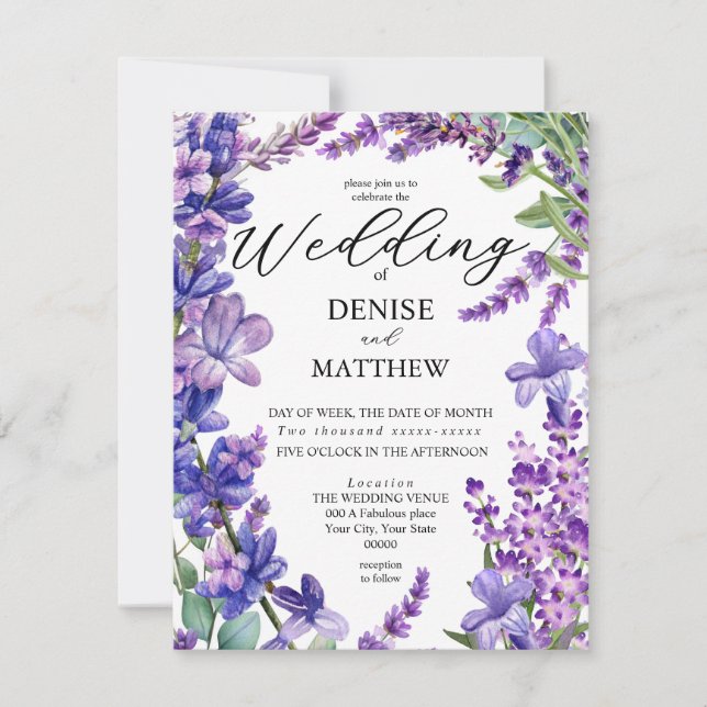 Romantic Chrysanthemum on Bright White Invitation (Front)