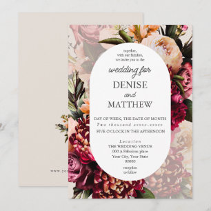 Romantic Chrysanthemum on Cameo Beige Wedding Invitation