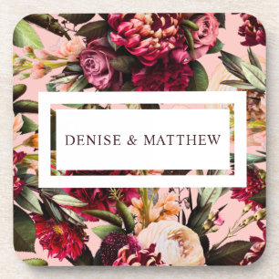 Romantic Chrysanthemum on Gossamer Pink Coaster