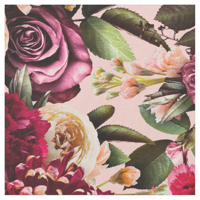 Romantic Chrysanthemum on Gossamer Pink Fabric (Close Up)