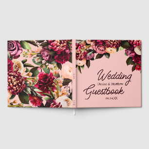 Romantic Chrysanthemum on Gossamer Pink Guest Book