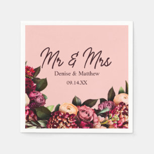 Romantic Chrysanthemum on Gossamer Pink Napkin