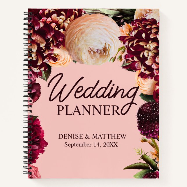 Romantic Chrysanthemum on Gossamer Pink Notebook (Front)