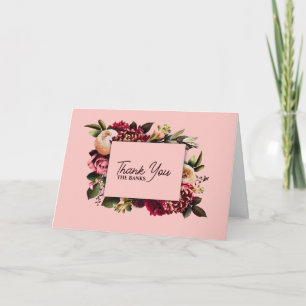 Romantic Chrysanthemum on Gossamer Pink Thank You Card