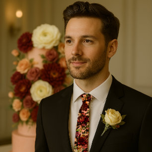 Romantic Chrysanthemum on Gossamer Pink Tie