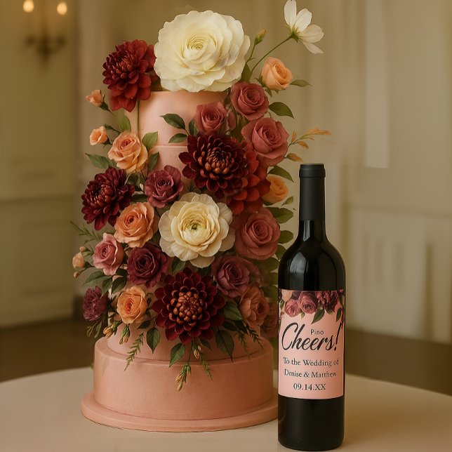 Romantic Chrysanthemum on Gossamer Pink Wine Label (Creator Uploaded)