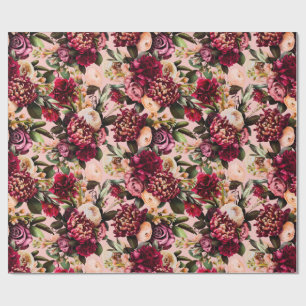 Romantic Chrysanthemum on Gossamer Pink Wrapping Paper