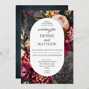 Romantic Chrysanthemum on Teal Wedding Invitation