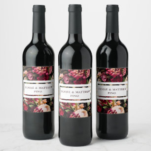 Romantic Chrysanthemum on True Black Wine Label