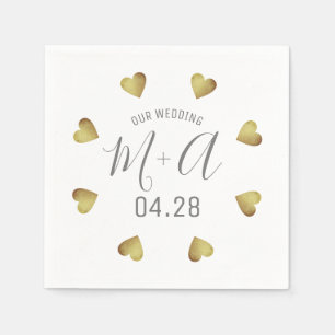 Romantic Circle of Hearts Love Wedding Napkin
