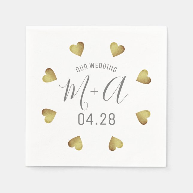 Romantic Circle of Hearts Love Wedding Napkin (Front)