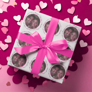Romantic Circle Photo with Love Message Wrapping Paper