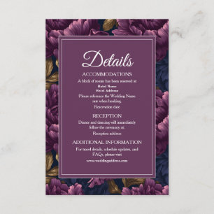 Romantic Classic Plum Floral Wedding Details Enclosure Card