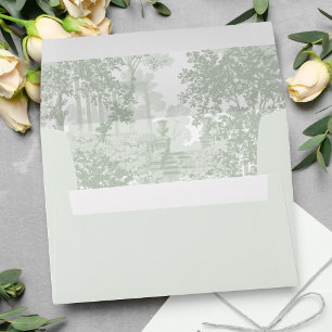 Romantic Classic Sage Green Landscape Toile Envelope