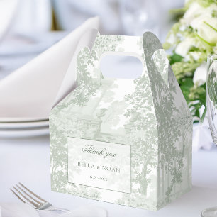 Romantic Classic Sage Green Landscape Toile Favour Box