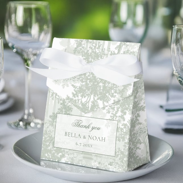 Romantic Classic Sage Green Landscape Toile Favour Box (Creator Uploaded)