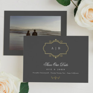 romantic classic traditional gold monogram wedding