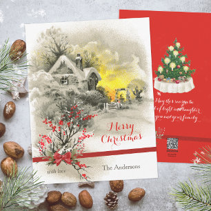 Romantic Classic Winter Wonderland Merry Christmas Holiday Card