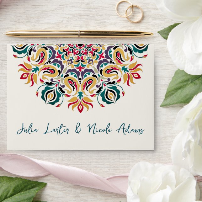 Romantic Classical Pearl Swan Floral Frame Wedding Envelope (Wedding)