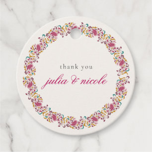 Romantic Classical Pearl Swan Floral Frame Wedding Favour Tags