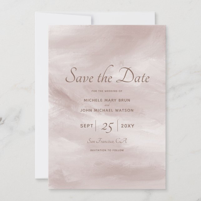 Romantic Classy Blush Pink Save the Date Card (Front)
