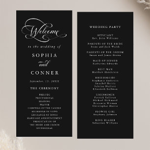 Romantic Classy Calligraphy Wedding Black Ceremony Programme
