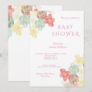 Romantic, Classy Floral Watercolor Baby Shower Invitation