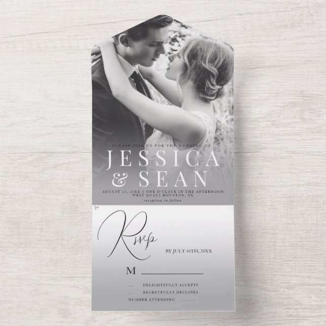 Romantic Classy Photo Wedding All In One Invitation (Inside)