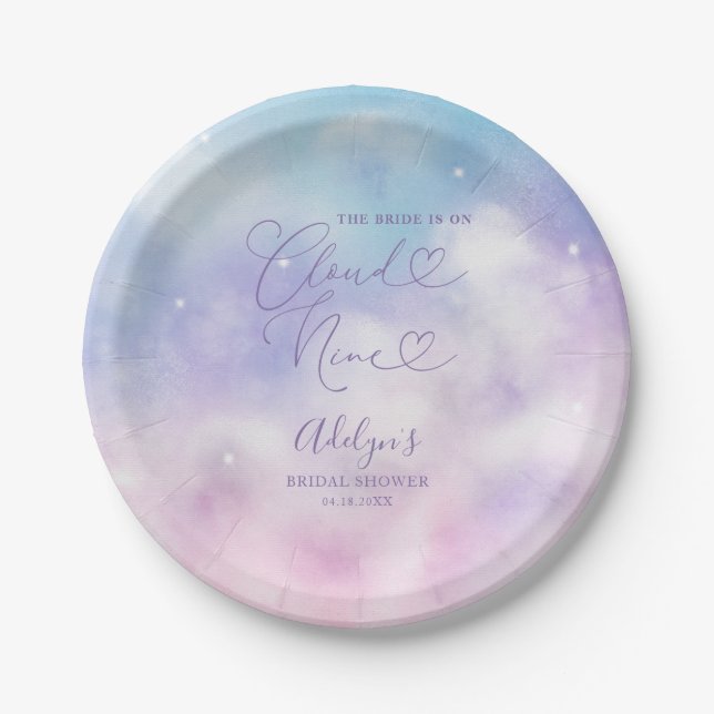 Romantic Cloud Nine Bridal Shower Paper Plate (Front)